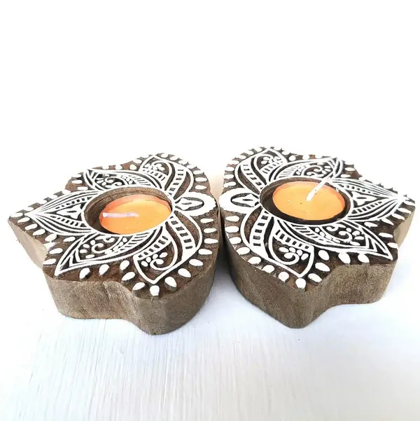 Wooden_Leafshaped_Block_Print_Tea_Light_Holder_Perfect_For_Diwali_Rangoli_&_Home_Decor