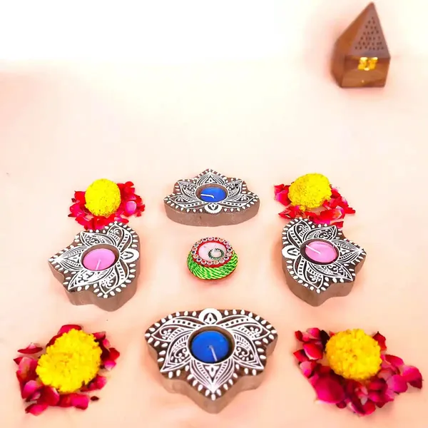 Wooden_Leafshaped_Block_Print_Tea_Light_Holder_Perfect_For_Diwali_Rangoli_&_Home_Decor