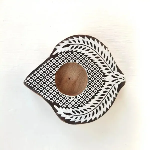 Wooden_Paanshaped_Block_Print_Tea_Light_Holder_Perfect_For_Diwali_Rangoli_&_Home_Decor