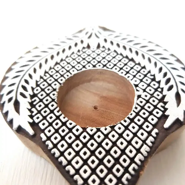 Wooden_Paanshaped_Block_Print_Tea_Light_Holder_Perfect_For_Diwali_Rangoli_&_Home_Decor