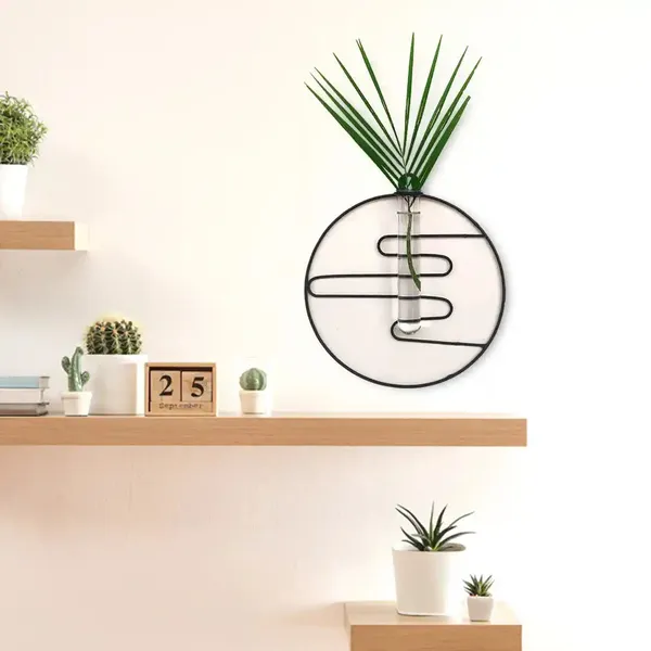 Black_Metal_Wall_Mounted_Glass_Tube_Planter_Flower_Pot_And_Vases