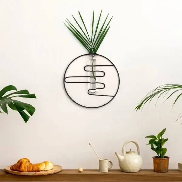 Black_Metal_Wall_Mounted_Glass_Tube_Planter_Flower_Pot_And_Vases