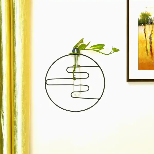 Black_Metal_Wall_Mounted_Glass_Tube_Planter_Flower_Pot_And_Vases