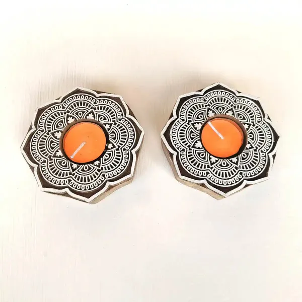 Rangolistyle_Flowershaped_Wooden_Block_Print_Tea_Light_Candle_Holder_Perfect_For_Diwali_&_Festival_Decorations