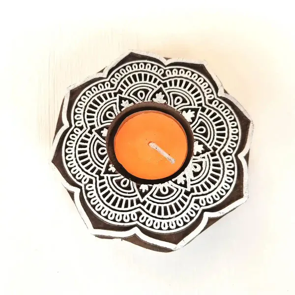 Rangolistyle_Flowershaped_Wooden_Block_Print_Tea_Light_Candle_Holder_Perfect_For_Diwali_&_Festival_Decorations