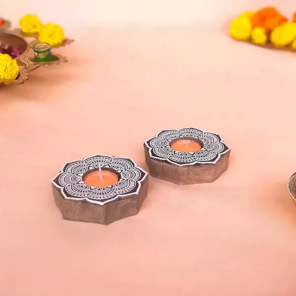 Rangolistyle_Flowershaped_Wooden_Block_Print_Tea_Light_Candle_Holder_Perfect_For_Diwali_&_Festival_Decorations