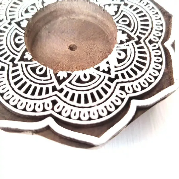 Rangolistyle_Flowershaped_Wooden_Block_Print_Tea_Light_Candle_Holder_Perfect_For_Diwali_&_Festival_Decorations