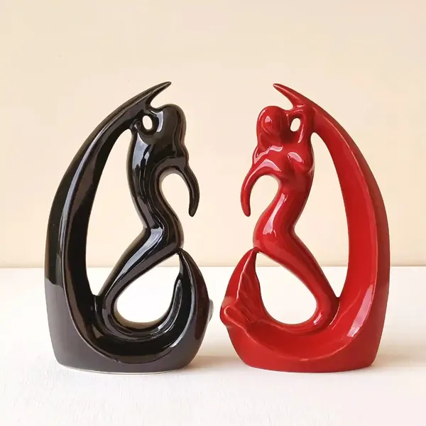 Set_of_2_Modern_Mermaid_Sculptures_Red_&_Black_Ceramic_Showpiece__For_Living_Room_Decor