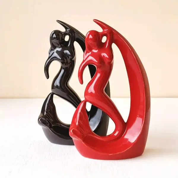 Set_of_2_Modern_Mermaid_Sculptures_Red_&_Black_Ceramic_Showpiece__For_Living_Room_Decor
