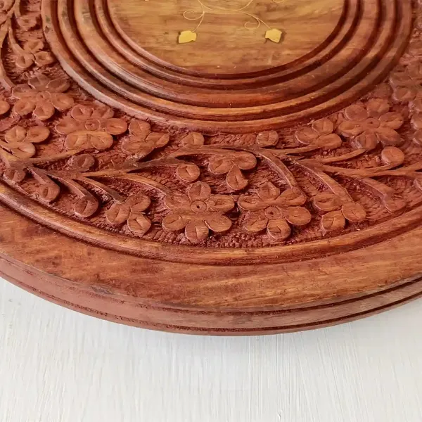 Handcarved_Wooden_Round_Table_Premium_Quality_&_Foldable_Side_Table