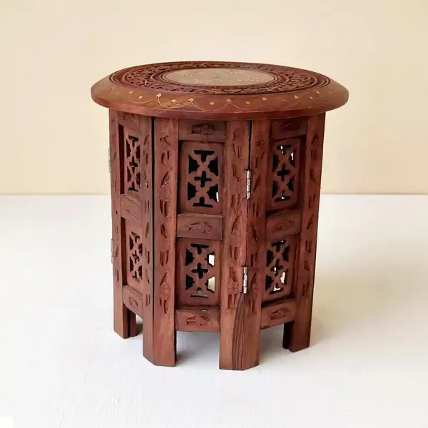 Handcarved_Wooden_Round_Table_Premium_Sheesham_Indian_Rosewood_Wood_Side_Table