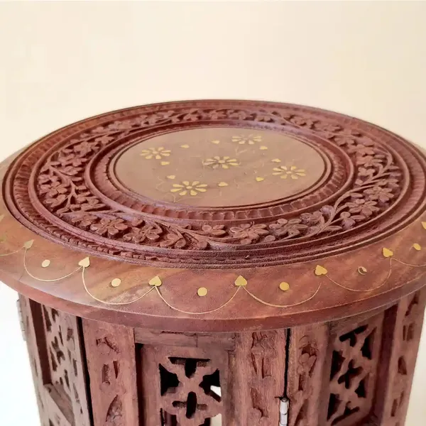 Handcarved_Wooden_Round_Table_Premium_Sheesham_Indian_Rosewood_Wood_Side_Table