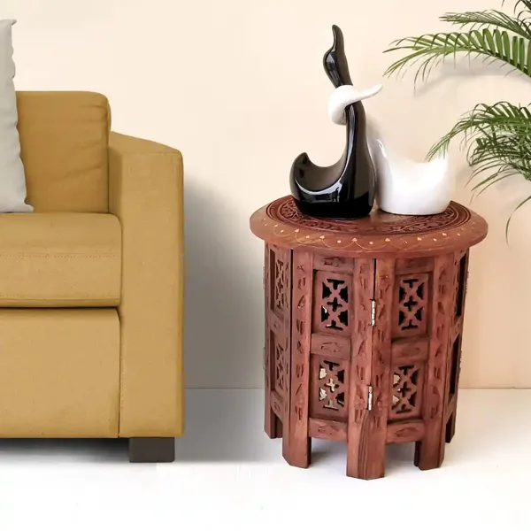Handcarved_Wooden_Round_Table_Premium_Sheesham_Indian_Rosewood_Wood_Side_Table