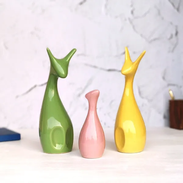 Set_Of_3_Deer_Showpiece_Made_Of_Ceramic_Figurine_And_Statues_Green_Pink_&_Yellow