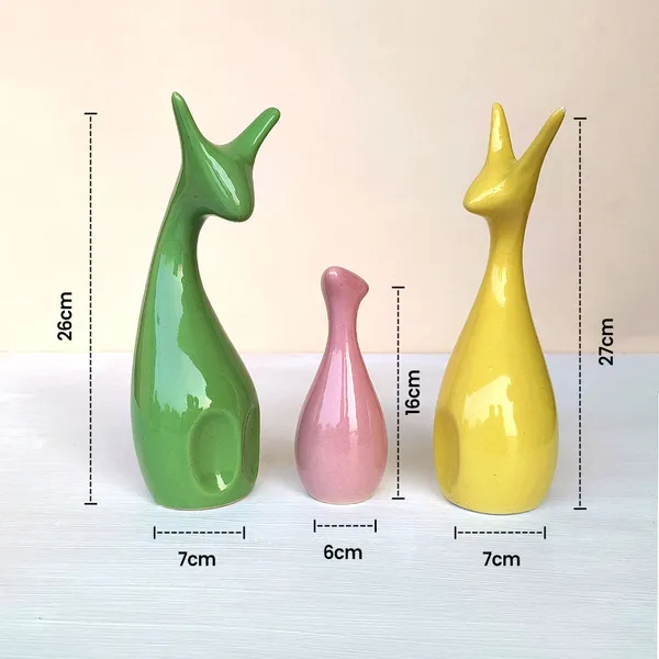 Set_Of_3_Deer_Showpiece_Made_Of_Ceramic_Figurine_And_Statues_Green_Pink_&_Yellow