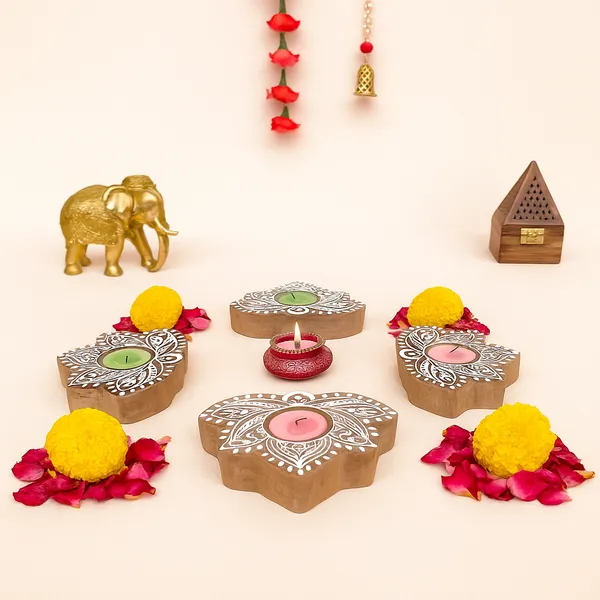 Wooden_Leafshaped_Block_Print_Tea_Light_Holder_Perfect_For_Diwali_Rangoli_&_Home_Decor