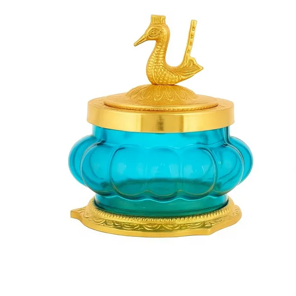 Elegant_Turquoise_Glass_Container_with_Gold_Accents