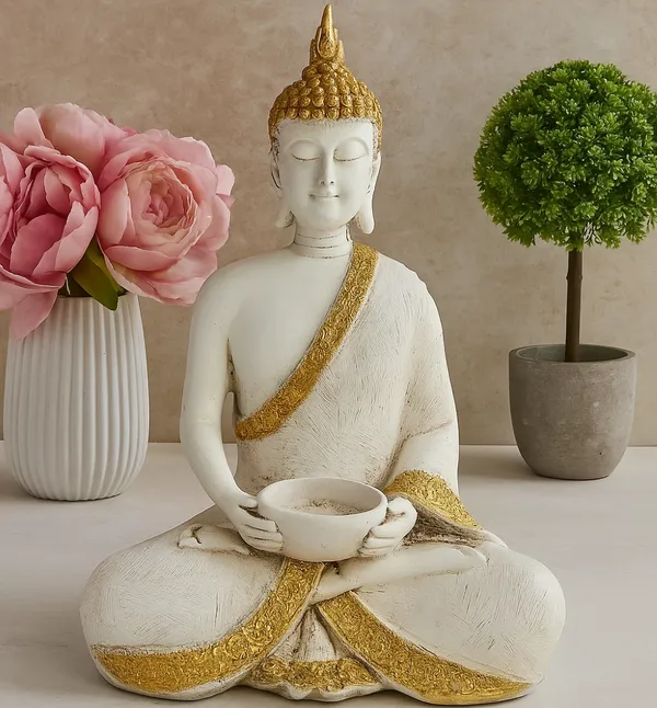 Elegant_White_&_Gold_Resin_Buddha_Statue