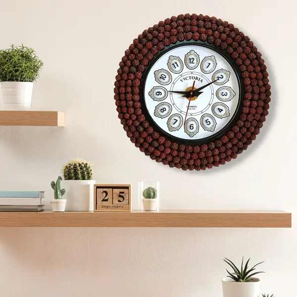 Handcrafted_Decorative_Wall_Clock_â€“_Rudraksha_Bead_Design