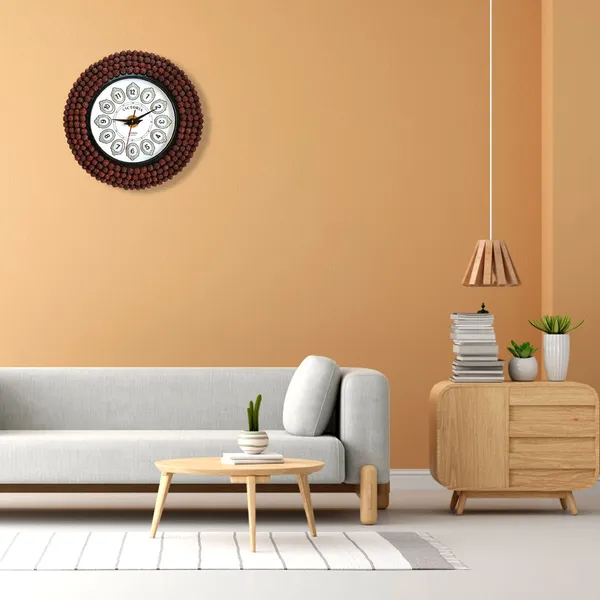 Handcrafted_Decorative_Wall_Clock_â€“_Rudraksha_Bead_Design