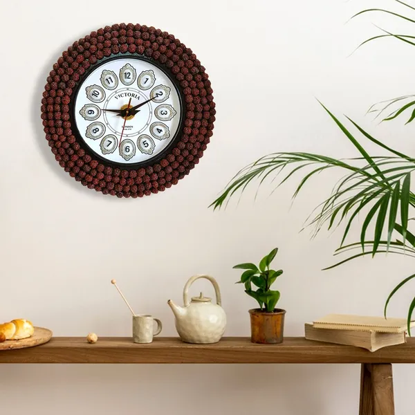 Handcrafted_Decorative_Wall_Clock_â€“_Rudraksha_Bead_Design