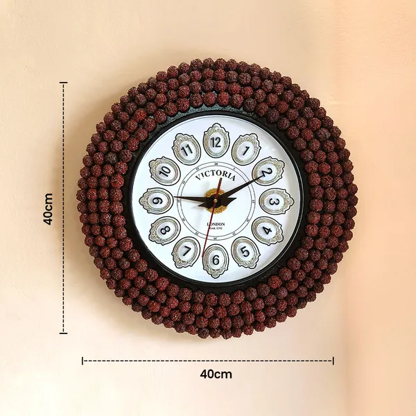 Handcrafted_Decorative_Wall_Clock_â€“_Rudraksha_Bead_Design
