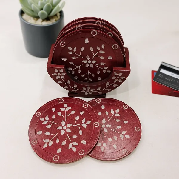 Handcrafted_Red_Marble_Coaster_Set_with_Holder