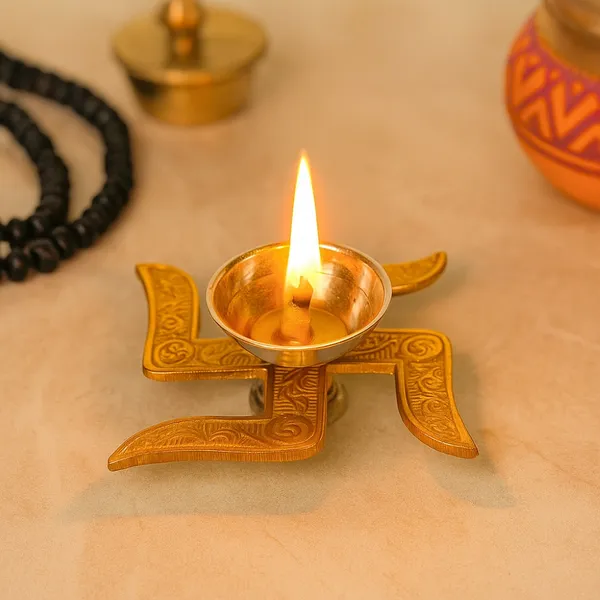 Spiritual_Brass_Diya_with_Silver_Accents_for_Home_Temple_-_Swastik_Diya