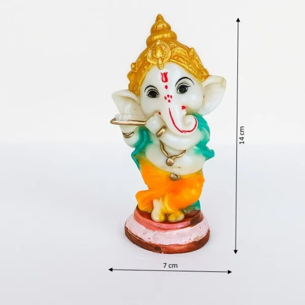 Vibrant_Hand-Painted__Lord_Ganesha_Statue_Playing_Flute_with_Golden_Crown,_Green_Shawl,_and_Orange_Dhoti