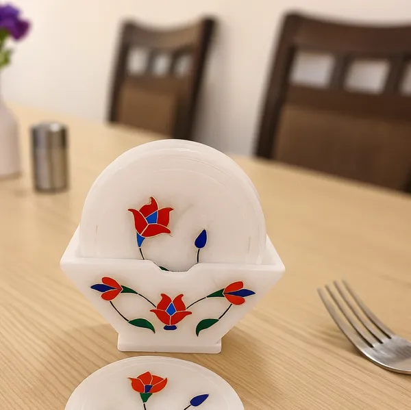 White_Marble_Floral_Coasters