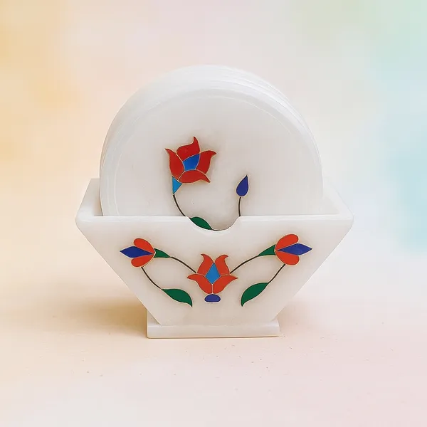 White_Marble_Floral_Coasters