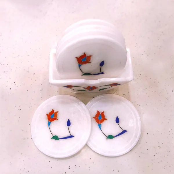 White_Marble_Floral_Coasters
