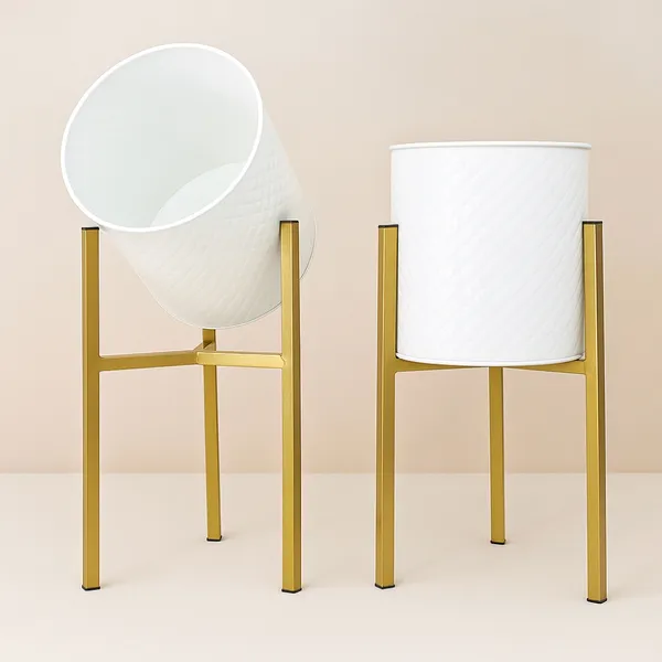 Set_Of_2_Mid_Century_Metal_Planters_With_Stands_Flower_Vase_Pots