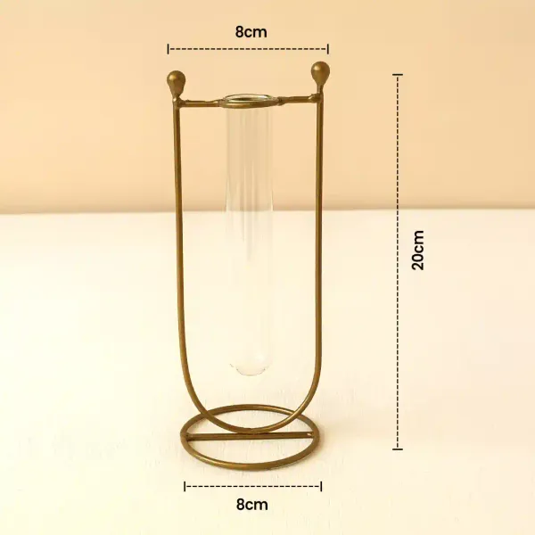 Elegant_Ushaped_Goldenen_Metal_Flower_Vase_With_Glass_Tube_Flower_Pot