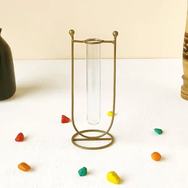 Elegant_Ushaped_Goldenen_Metal_Flower_Vase_With_Glass_Tube_Flower_Pot