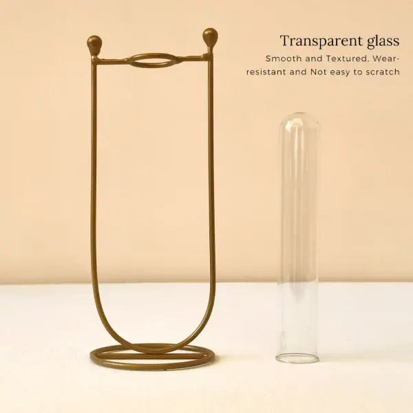 Elegant_Ushaped_Goldenen_Metal_Flower_Vase_With_Glass_Tube_Flower_Pot