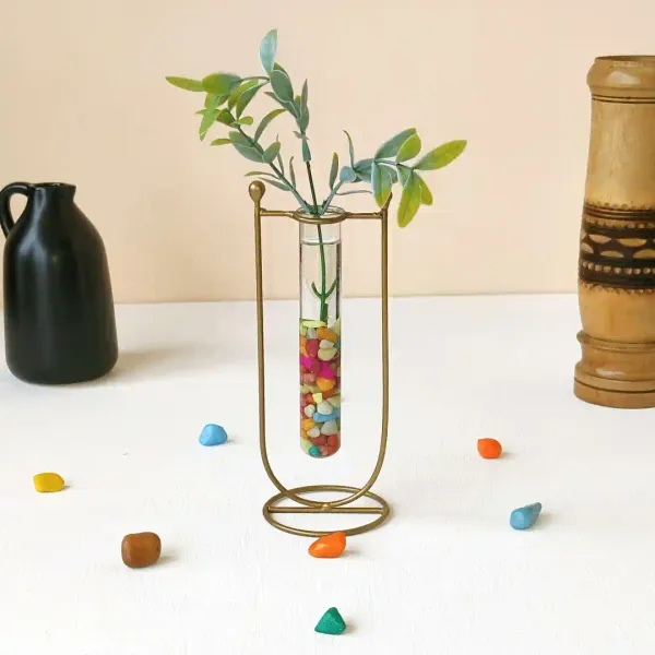 Elegant_Ushaped_Goldenen_Metal_Flower_Vase_With_Glass_Tube_Flower_Pot