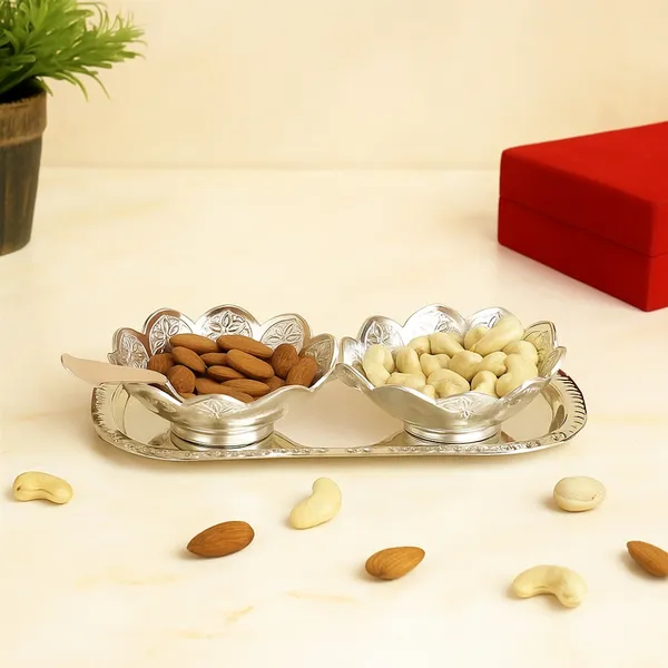 Set_Of_2_Silver_Lotus_Bowl_Set_With_Embossed_Tray_Kitchenware_Bowls_Spoon_With_Tray