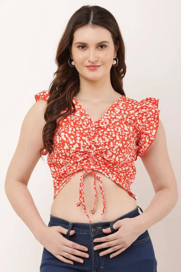 Orange_Crepe_Casual_Printed_Top_For_Women