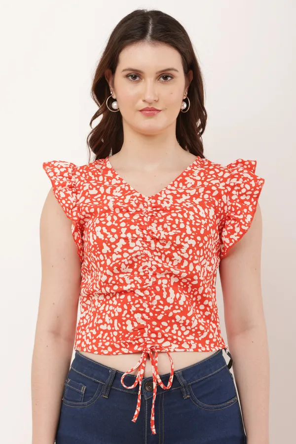 Orange_Crepe_Casual_Printed_Top_For_Women