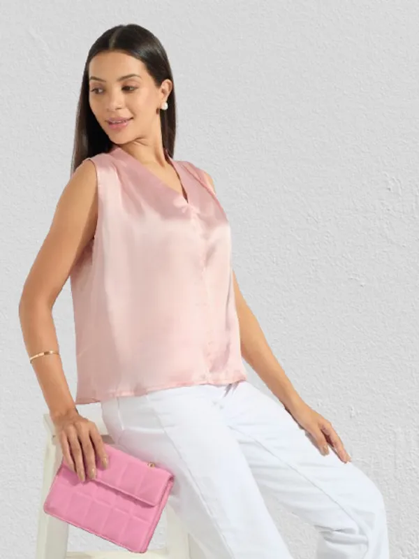 Baby_Pink_Crepe_Casual_Solid_Top_For_Women