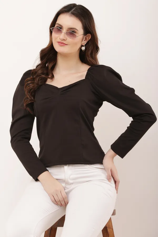 Black_Casual_Regular_Sleeves_Solid_Top