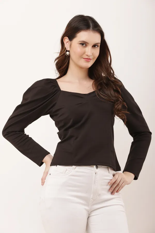 Black_Casual_Regular_Sleeves_Solid_Top