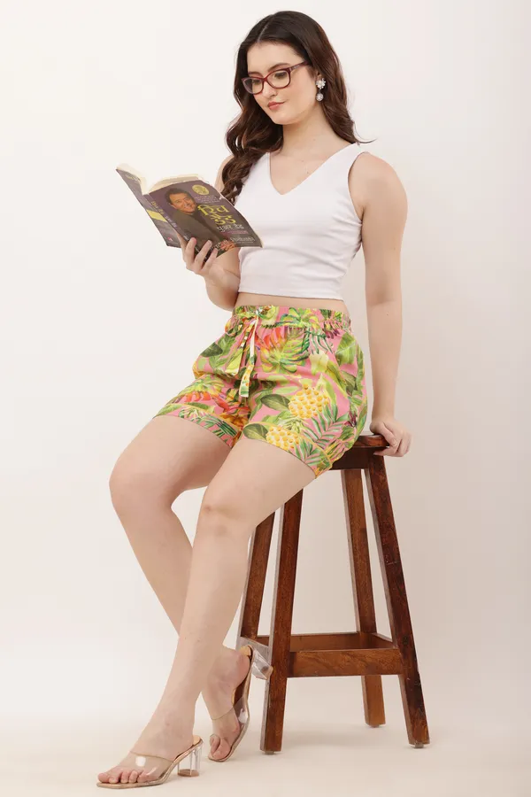 Green_Leaf_Printed_Lounge_Shorts_For_Women