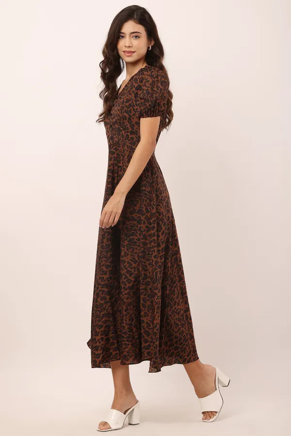 Leopard_Print_Crepe_Fit_And_Flare_Below_Knee_Dress_For_Women