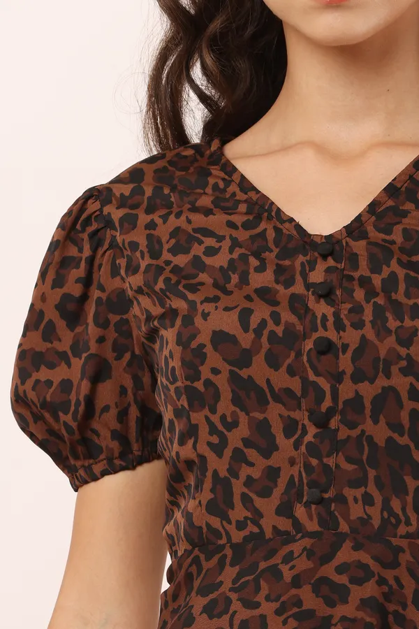 Leopard_Print_Crepe_Fit_And_Flare_Below_Knee_Dress_For_Women