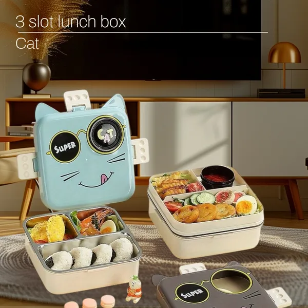 Meow-Me_Lunch_Box_6-Slot_Stainless_Steel_Bpa-Free_With_Spoon-Fork_&_Salad_Cup_1120Ml