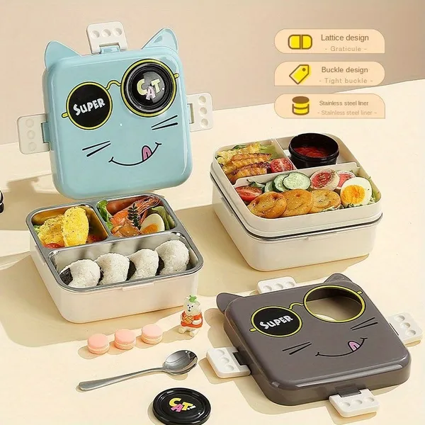 Meow-Me_Lunch_Box_6-Slot_Stainless_Steel_Bpa-Free_With_Spoon-Fork_&_Salad_Cup_1120Ml