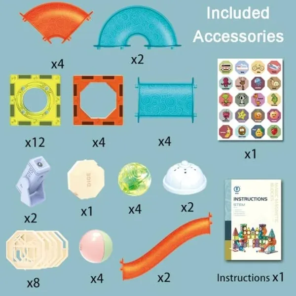 49Pcs_Magnetic_Building_Blocks_With_Lights_(Stem)_Stem_Learning_Multicolor_Marble_Set
