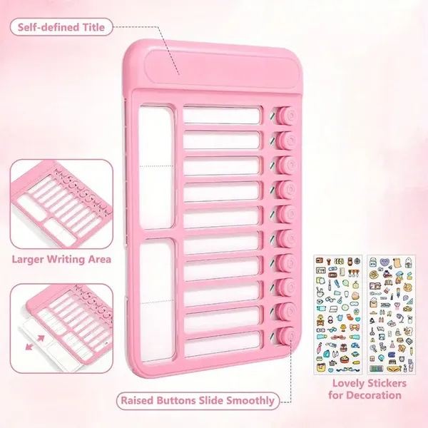 Habit_Tracker_Pink_Chart_For_Kids_Portable_Self-Discipline_Checklist_Habit_&_Schedule_Tracker_With_Fun_Chore_Cards
